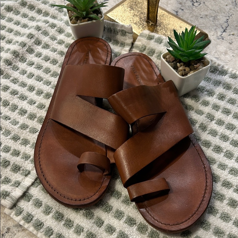 Free People Brown Leather Sandals